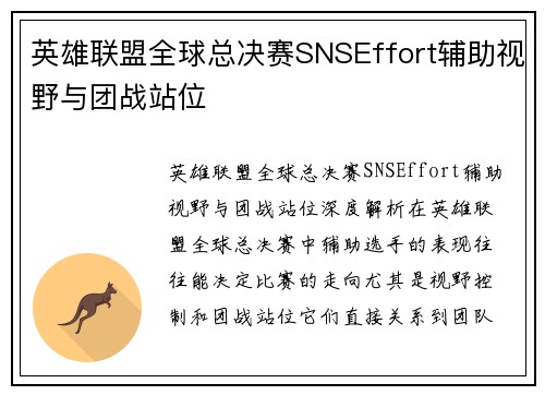 英雄联盟全球总决赛SNSEffort辅助视野与团战站位